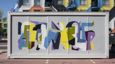 a container painted with graffiti